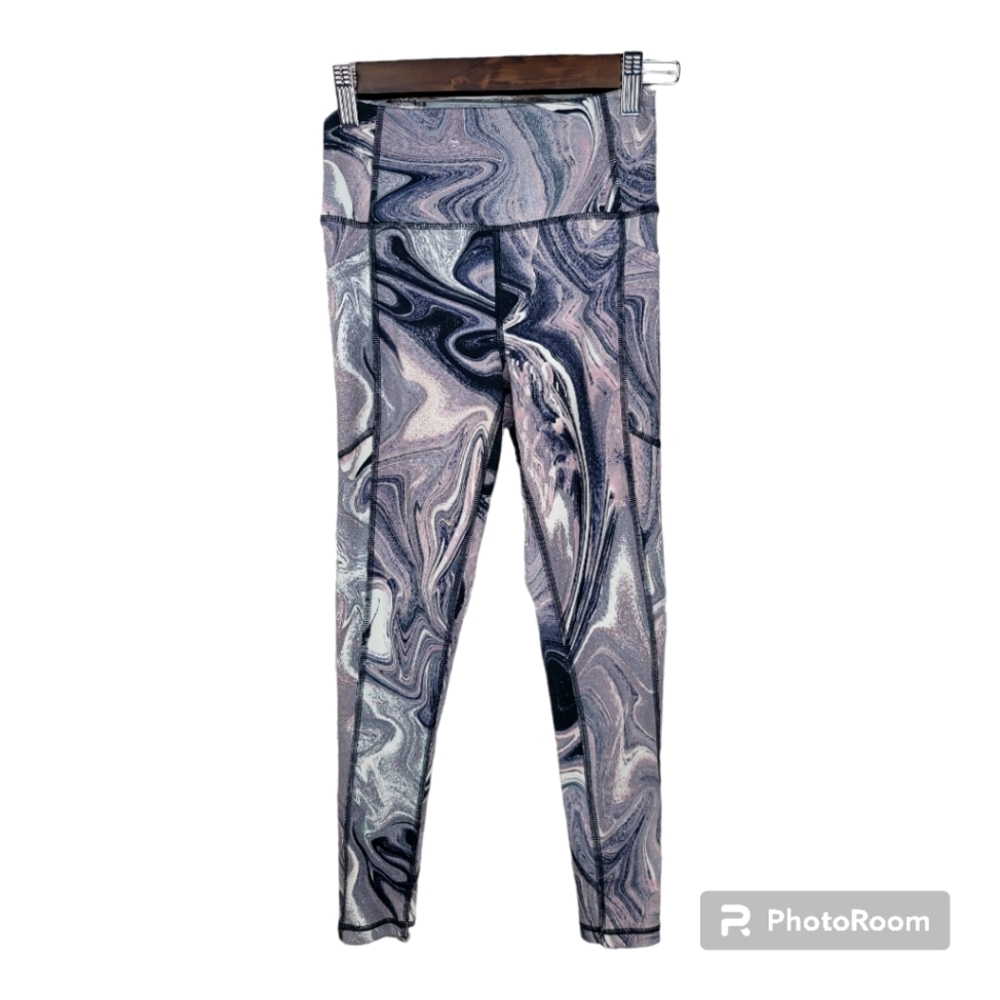 Victoria's Secret Grey Tie Dyed athletic Leggings Side Pockets Womens Size Sm